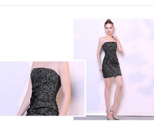 Load image into Gallery viewer, Black Fashion Sexy Tube Top Off Shoulder Bridesmaid Mini Dress