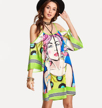 Load image into Gallery viewer, Boho Floral Print Off Shoulder Spaghetti Strap Beach Midi Dress
