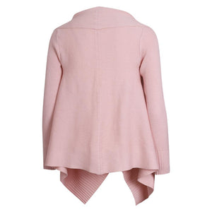 Casual Pink Solid Color Knit Cardigan Sweater