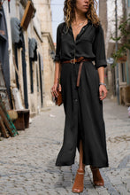 Load image into Gallery viewer, Solid Color V Neck Long Sleeve Loose Maxi Dress