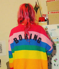 Load image into Gallery viewer, Colorful Rainbow Striped Long Sleeve Button Cardigan Sweater