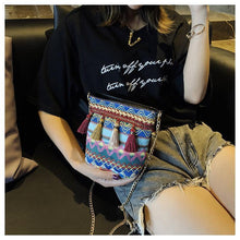 Load image into Gallery viewer, Bohemian National Style Weaving Tassel Bucket Bag Shoulder Bag Crossbody Bag