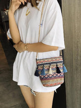 Load image into Gallery viewer, Bohemian National Style Weaving Tassel Bucket Bag Shoulder Bag Crossbody Bag