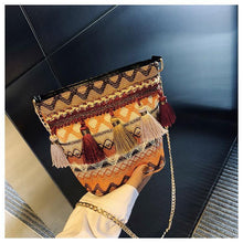 Load image into Gallery viewer, Bohemian National Style Weaving Tassel Bucket Bag Shoulder Bag Crossbody Bag