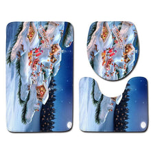 Load image into Gallery viewer, Christmas Snowman Pattern Three-Piece Bathroom Carpet