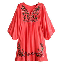 Load image into Gallery viewer, Bohemian Embroidery Floral Mini Dress