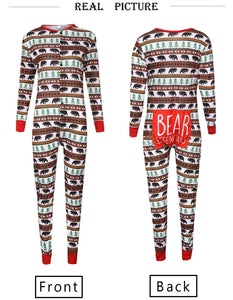 Fashion Round Neck Button Special Christmas Print Jumpsuit Matching Outfit
