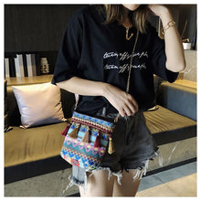 Load image into Gallery viewer, Bohemian National Style Weaving Tassel Bucket Bag Shoulder Bag Crossbody Bag