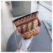 Load image into Gallery viewer, Bohemian National Style Weaving Tassel Bucket Bag Shoulder Bag Crossbody Bag