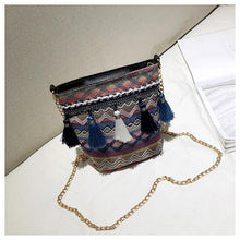 Load image into Gallery viewer, Bohemian National Style Weaving Tassel Bucket Bag Shoulder Bag Crossbody Bag