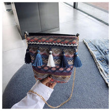 Load image into Gallery viewer, Bohemian National Style Weaving Tassel Bucket Bag Shoulder Bag Crossbody Bag