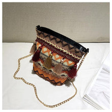 Load image into Gallery viewer, Bohemian National Style Weaving Tassel Bucket Bag Shoulder Bag Crossbody Bag