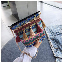 Load image into Gallery viewer, Bohemian National Style Weaving Tassel Bucket Bag Shoulder Bag Crossbody Bag