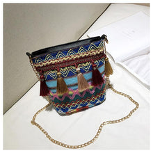 Load image into Gallery viewer, Bohemian National Style Weaving Tassel Bucket Bag Shoulder Bag Crossbody Bag