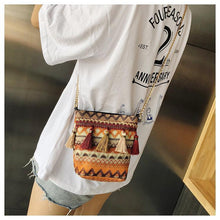 Load image into Gallery viewer, Bohemian National Style Weaving Tassel Bucket Bag Shoulder Bag Crossbody Bag