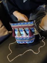 Load image into Gallery viewer, Bohemian National Style Weaving Tassel Bucket Bag Shoulder Bag Crossbody Bag