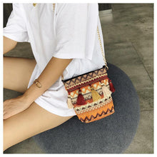 Load image into Gallery viewer, Bohemian National Style Weaving Tassel Bucket Bag Shoulder Bag Crossbody Bag