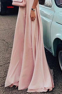 Solid Color V Neck Elegant Evening Party Maxi Dress