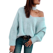 Load image into Gallery viewer, Sexy Off The Shoulder Imitation Mane Loose Lazy Sweater