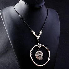Load image into Gallery viewer, Bohemian Wind Velvet Rope Infinite Ring Large Conch Sweater Chain Shell Leather Ring Necklace