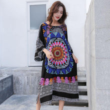 Load image into Gallery viewer, Loose 3 Colors Floral Print Batwing Sleeve Midi Dress