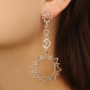 Fashion Retro Hollow Star Moon Sun Alloy Earrings
