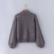 Load image into Gallery viewer, Bead Lantern Sleeve Knitted Sweater Pullover