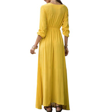 Load image into Gallery viewer, V-neck Long Sleeve Irregular Floral Maxi Dress