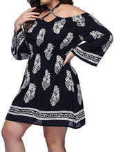 Load image into Gallery viewer, Print Off Shoulder Long Sleeve Mini Dress