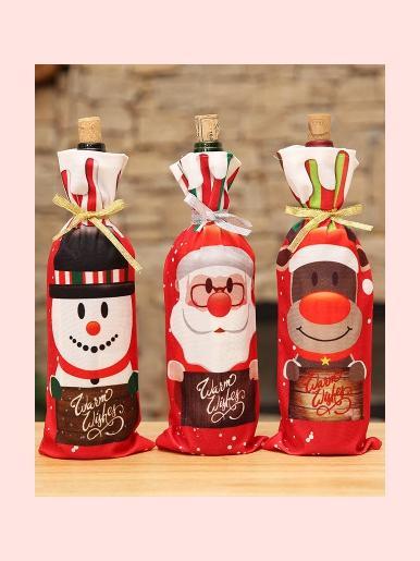 2018 Christmas decorations red wine bottle set