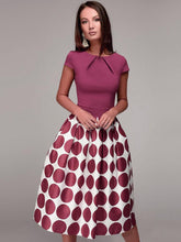 Load image into Gallery viewer, Summer Polka Dot Short Sleeve Evening Midi Dress