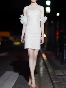 Celebrity Seiko Lace White Party Mini Dress