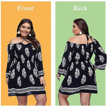 Load image into Gallery viewer, Print Off Shoulder Long Sleeve Mini Dress