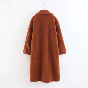 Fuzzy Loose Solid Color Long Coat