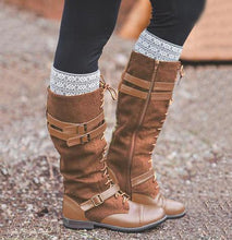 Load image into Gallery viewer, Boho Winter Bandage Colorblock Long Boots