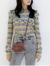 Load image into Gallery viewer, Autumn And Winter Geometric Stripes Wooden Ear Bottoming Slim Sweater