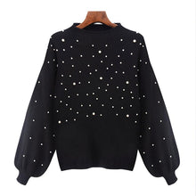 Load image into Gallery viewer, Casual Autumn Turtleneck Beading Knitted Pearl Pullover