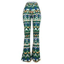Load image into Gallery viewer, Yt3073 Fashionable Floral Print Green Leisure Pants Women&#39;s Printed Micro Trumpet Trousers