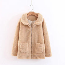 Load image into Gallery viewer, Solid Color Fluffy Faux Fur Coat with Pockets