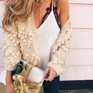 Winter Hairball Knitted Cardigan O Neck Long Sleeve Jumper Sweaters