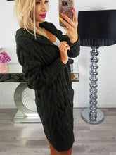 Load image into Gallery viewer, Long Hooded Open Front Solid Color Knitted Sweater Cardigan