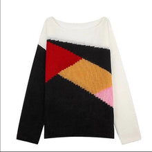 Load image into Gallery viewer, Casual Autumn Long Sleeve Loose Contrast Color Knit Sweater