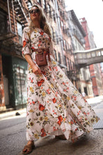 Load image into Gallery viewer, Floral Print Round Neck Bohemia Maxi Dress