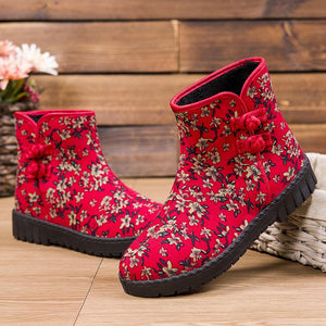 Winter new plus velvet warm women's cotton shoes high waist non-slip wear-resistant waterproof national wind snow boots