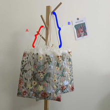 Load image into Gallery viewer, New Mesh Full Hand Embroidered Flower Shoulder Bag Handheld Lace Tote Bag Art Antique Bag