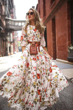 Load image into Gallery viewer, Floral Print Round Neck Bohemia Maxi Dress