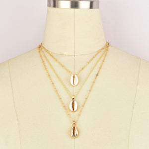 Popular Personality Hot Metal Alloy Shell Pendant Multi-layer Female Necklace