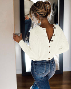 Two-sided knit sweater temperament commuting loose solid color sweater women's jacket cardigan