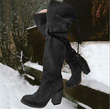 Load image into Gallery viewer, Heavy-heeled Suede High-cylinder Large-size Boots In Autumn and Winter