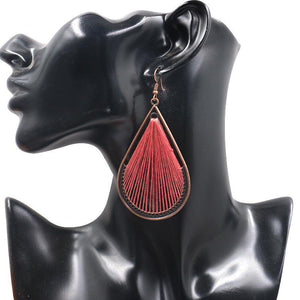 Bohemian folk style handmade silk earrings exaggerated personality drop earrings
